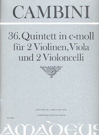 Quintett c-Moll Nr.36 fr 2 Violinen, Viola und 2 Violoncelli Partitur und Stimmen