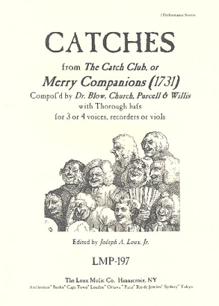 Catches from the Catch Club or Merry Companions for 3-4 voices (rec/viols) score
