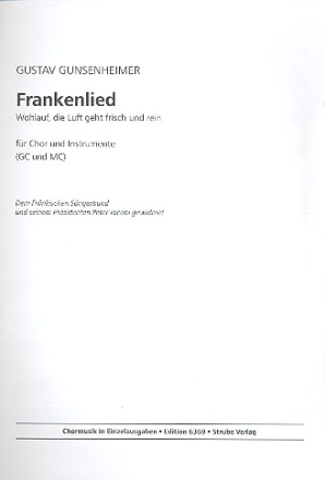 Frankenlied fr gem Chor (Mnnerchor) und Instrumente Partitur