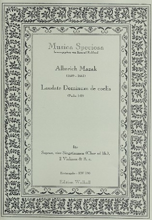 Laudate Dominum de coelis fr Sopran, 4 Stimmen, 2 Violinen und Bc, gem Chor ad lib  und Bc Partitur und Stimmen