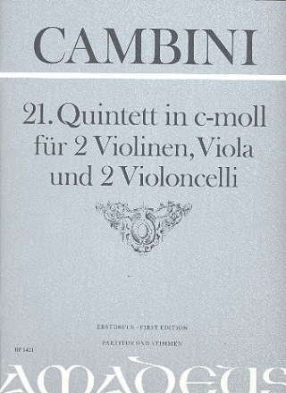 Quintett c-Moll Nr.21 fr 2 Violinen, Viola und 2 Violoncelli Partitur und Stimmen