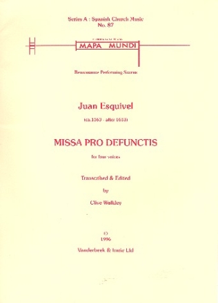 Missa pro defunctis for mixed chorus a cappella score