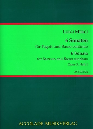 6 Sonaten op.3 Band 1 (Nr.1-3) fr Fagott und Bc