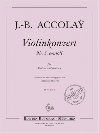 Konzert e-Moll Nr.3 (+CD) fr Violine und Klavier