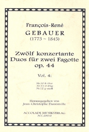 12 duos concertants op.44 Band 4 (Nr.10-12) fr 2 Fagotte Partitur und Stimmen