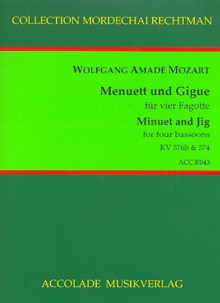 Menuett und Gigue KV576b und KV574 fr 4 Fagotte Partitur und Stimmen