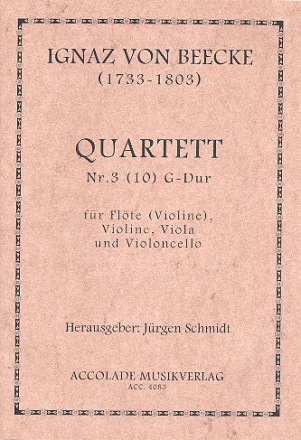 Quartett G-Dur Nr.3 für Violine (Flöte), Violine, Viola und Violoncello Partitur und Stimmen