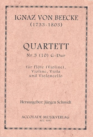 Quartett G-Dur Nr.3 fr Violine (Flte), Violine, Viola und Violoncello Partitur und Stimmen