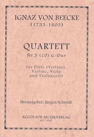 Quartett G-Dur Nr.3 fr Violine (Flte), Violine, Viola und Violoncello Partitur und Stimmen