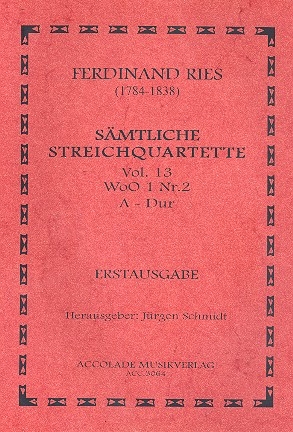 Streichquartett A-Dur Nr.13 WoO1 Nr.2 Partitur und Stimmen