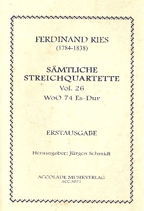 Streichquartett Es-Dur Nr.26 WoO74 Partitur und Stimmen