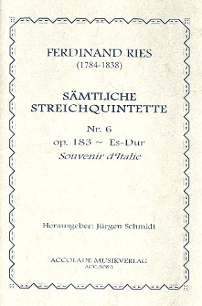 Quintett Es-Dur Nr.6 op.184 fr 2 Violinen, Viola und 2 Violoncelli Partitur und Stimmen