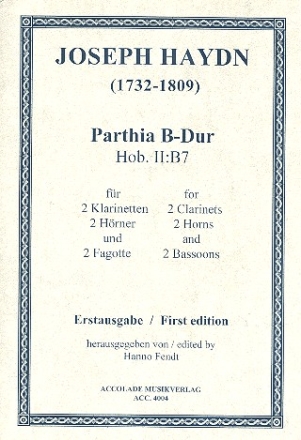 Parthia B-Dur Hob.II:B7 fr 2 Klarinetten, 2 Hrner und 2 Fagotte Partitur und Stimmen