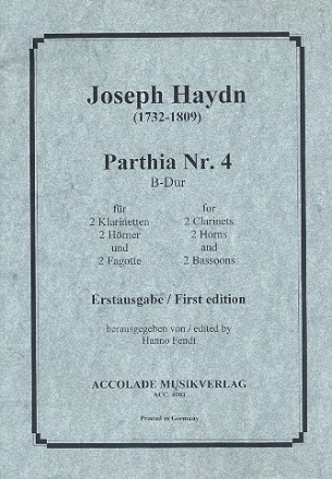 Parthia B-Dur Nr.4 ohne Hob. fr 2 Klarinetten, 2 Hrner und 2 Fagotte Partitur und Stimmen
