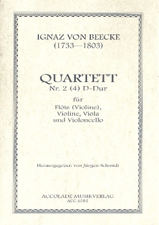 Quartett D-Dur Nr.2 für Flöte, Violine, Viola und Violoncello Partitur und Stimmen