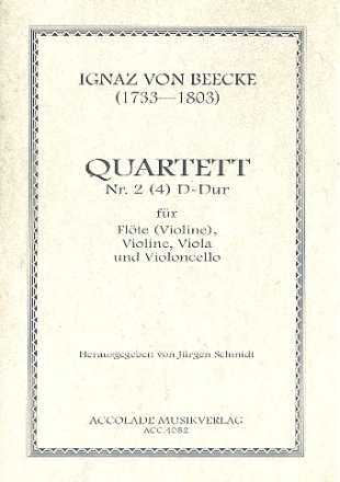 Quartett D-Dur Nr.2 fr Flte, Violine, Viola und Violoncello Partitur und Stimmen