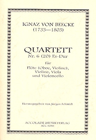 Quartett Es-Dur Nr.6 für Flöte, Violine, Viola und Violoncello Partitur und Stimmen