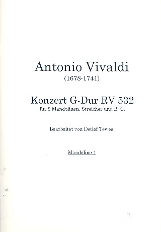 Konzert G-Dur RV532 fr 2 Mandolinen, Streichorchester und Bc Mandoline 2 solo