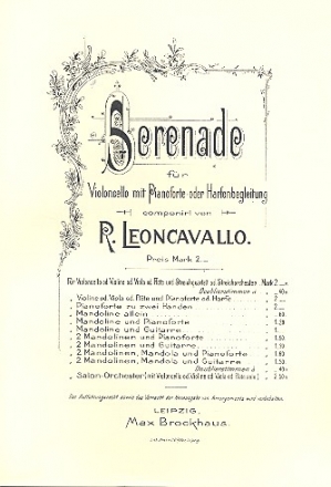 Serenade - fr Violoncello und Klavier oder Harfe   K O P I E