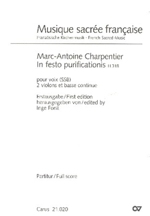 In festo purificationis H318 fr 3 Stimmen (gem Chor), 2 Violinen und Bc Partitur