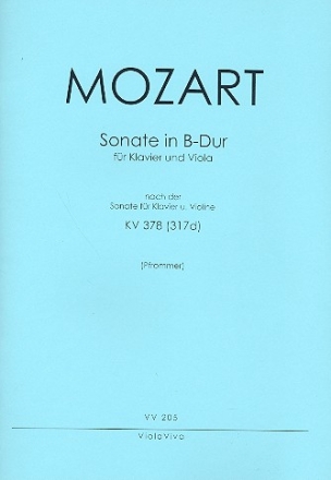 Sonate B-Dur KV378 fr Violine und Klavier fr Viola und Klavier