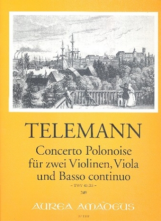 Concerto Polonaise B-Dur TWV43:B3 fr 2 Violinen, Viola und Bc Partitur (=Klavier) und Stimmen