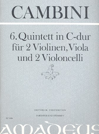 Quintett C-Dur Nr.6 fr 2 Violinen, Viola und 2 Violoncelli Partitur und Stimmen
