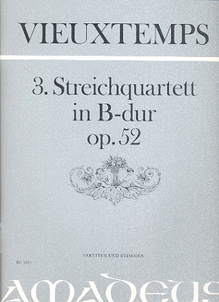 Quartett B-Dur Nr.3 op.52 fr 2 Violinen, Biola und Violoncello Partitur und Stimmen