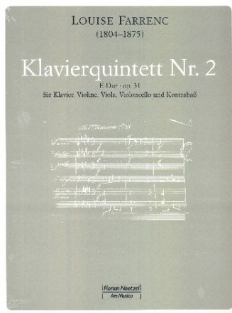 Quintett E-Dur Nr.2 op.31 fr Violine, Viola, Violoncello, Kontrabass und Klavier Partitur (=Klavier) und Stimmen, kartoniert