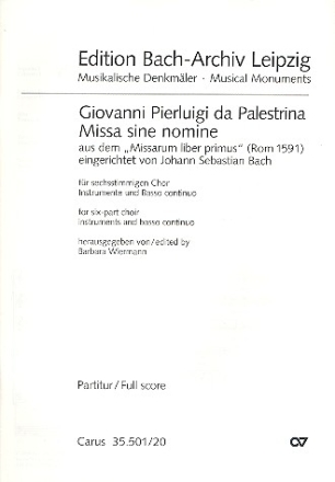 Messa sine nomine fr gem Chor, Instrumente und Bc Partitur