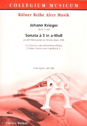 Sonate  5 a-Moll fr 2 Violinen (Oboen/Traversflten), 2 Violen, Violone (Fagott) und B Partitur und Stimmen