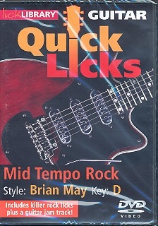 Mid Tempo Rock Style Brian May Key D DVD-Video Lick Library Quick Licks