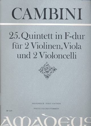 Quintett F-Dur Nr.25 fr 2 Violinen, Viola und 2 Violoncelli Partitur und Stimmen