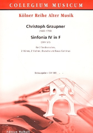 Sinfonia F-Dur Nr.4 GWV575 fr 2 Violen, 2 Hrner, Streicher und Bc Partitur