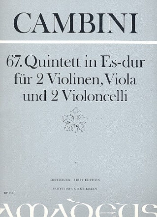 Quintett Es-Dur Nr.67 fr 2 Violinen, Viola und 2 Violoncelli Partitur und Stimmen