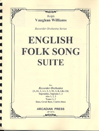 English Folk Song Suite for recorder orchestra score and parts