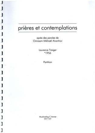Prires et contemplations: fr gem Chor, Oboe und Orgel Partitur