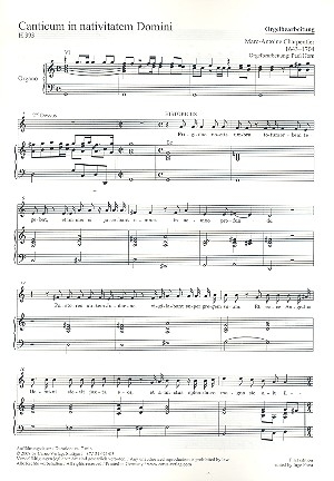 Canticum in nativitatem Domini H393 für3 Singstimmen (SSB) und Orgel Partitur