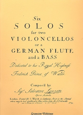 6 Solos for 2 violoncellos or a german flute and a bass Facsimile