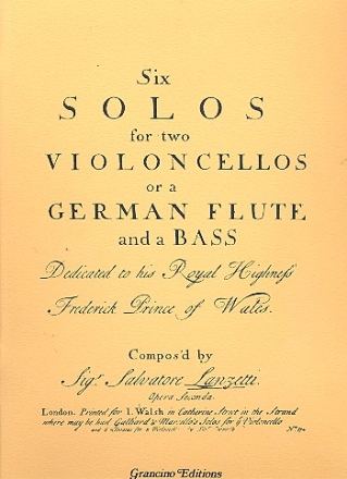6 Solos for 2 violoncellos or a german flute and a bass Facsimile