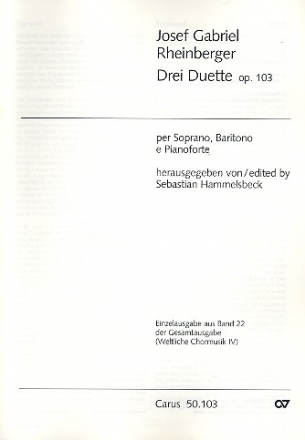 3 Duette op.103 fr Sopran, Bariton und Klavier Partitur
