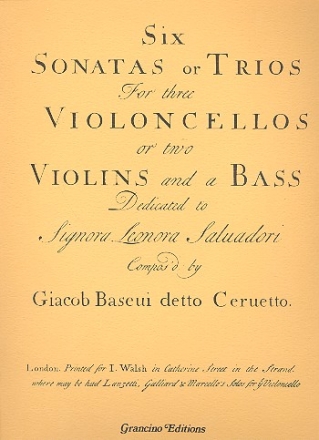 6 Sonatas or trios for 2 violoncellos or 2 violins and a bass facsimile