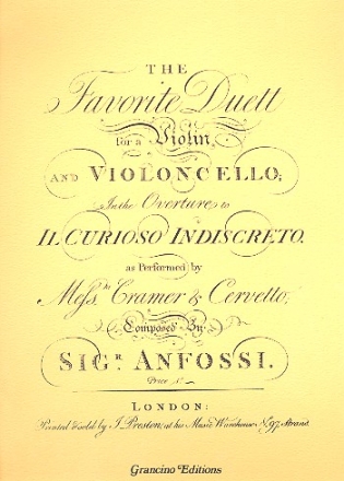 The favorite Duett for violin and violoncello Facsimile