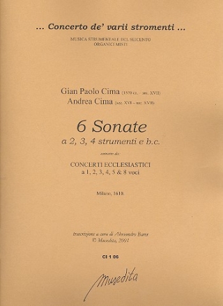 6 Sonate a 2-4 strumenti e Bc partitura e parti (Bc non realizzato)