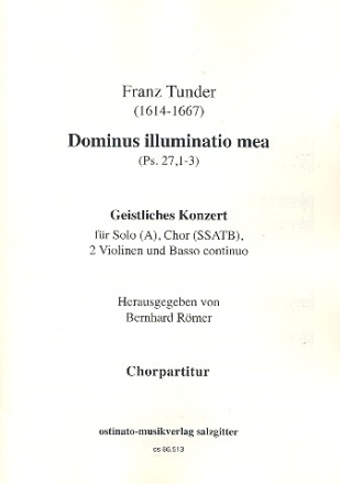 Dominus illuminatio mea fr Alt, gem Chor, 2 Violinen und Bc Chorpartitur