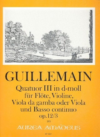 Quartette d-Moll 12,3 fr Flte, Violine, Viola da gamba (Viola) und BC Partitur und Stimmen