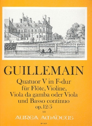 Quartette d-Moll 12,5 fr Flte, Violine, Viola da gamba (Viola) und BC Partitur und Stimmen