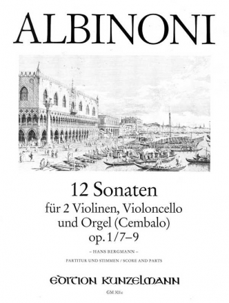12 Sonaten op.1 Band 3 (Nr.7-9) fr 2 Violinen, Violoncello und Orgel (Cembalo), Stimmen