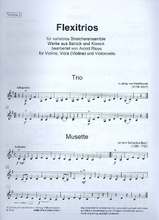 Flexitrios fr Violine, Viola und Violoncello (1. Lage) 2. Stimme im Violinschlssel