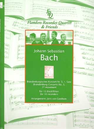 Brandenburgisches Konzert Nr.3 BWV1048 1. Satz fr 10 Blockflten (AAATTTBBBKb) Partitur